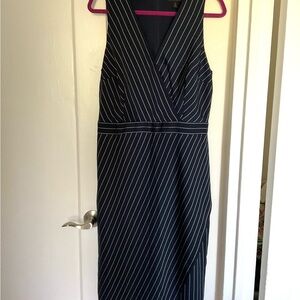 Banana Republic Factory faux wrap navy blue pinstripe dress. Size 14 Tall.